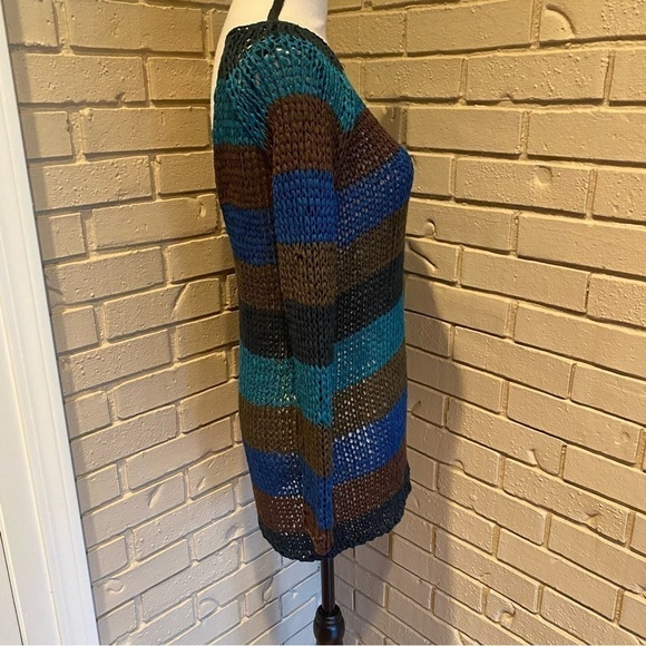 Theory Nimue Space Low Back Open Knit Tunic Sweater open knit stripe size Small - Picture 3 of 9